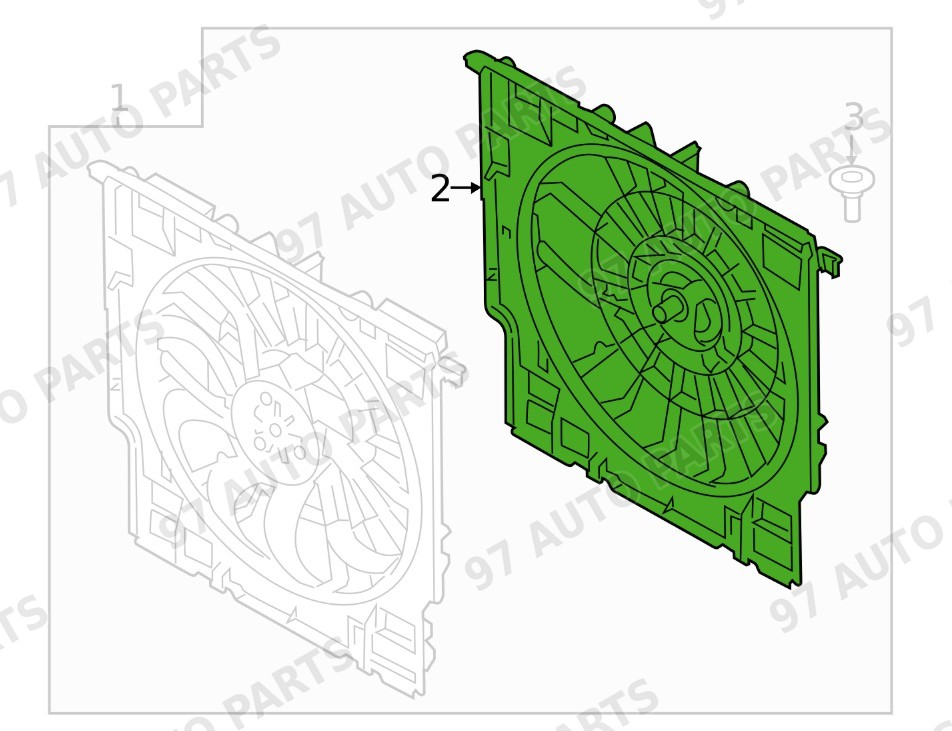 BMW X5 radiator fan 17427953224 — additional view 2